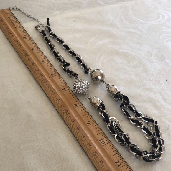 multi strand black color and silver tone necklace - Picture 13 of 13